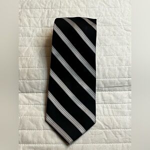 Laurant Bennet black and gray striped neck tie